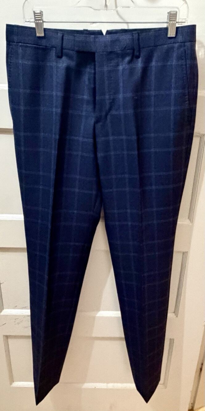 D33 Banana Republic Monogram Pant 31 X 34 Blue Wool Pld Vitale Barberis Canonico
